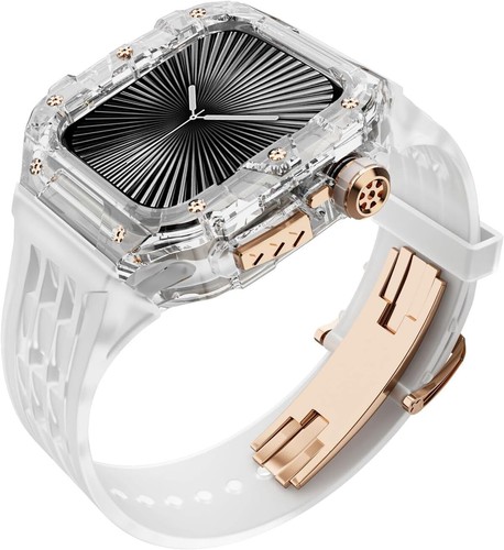 Boîtier robuste + bracelet transparent luxe cristal pour Apple Watch Series 10 bracelets 46 mm - Photo 59 sur 62