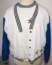 Gitano Women 2 Pc Top And Light Jacket Set Size L. Ivory/blue