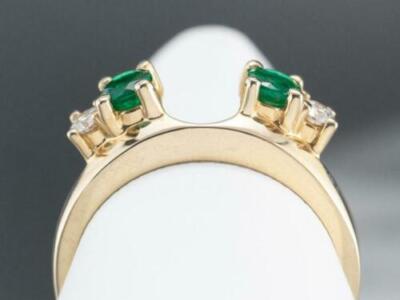 Emerald Ring Guards 14k White Or Yellow Gold Stone Genuine Emerald