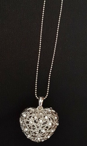 Long silver heart necklace