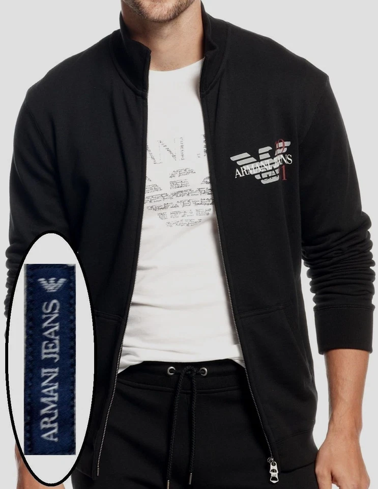 Новый с Ярлыками Armani джинсы логотип Slim Fit трек куртка двусторонняя молния спереди флисовый свитер - Изображение 3 из 4