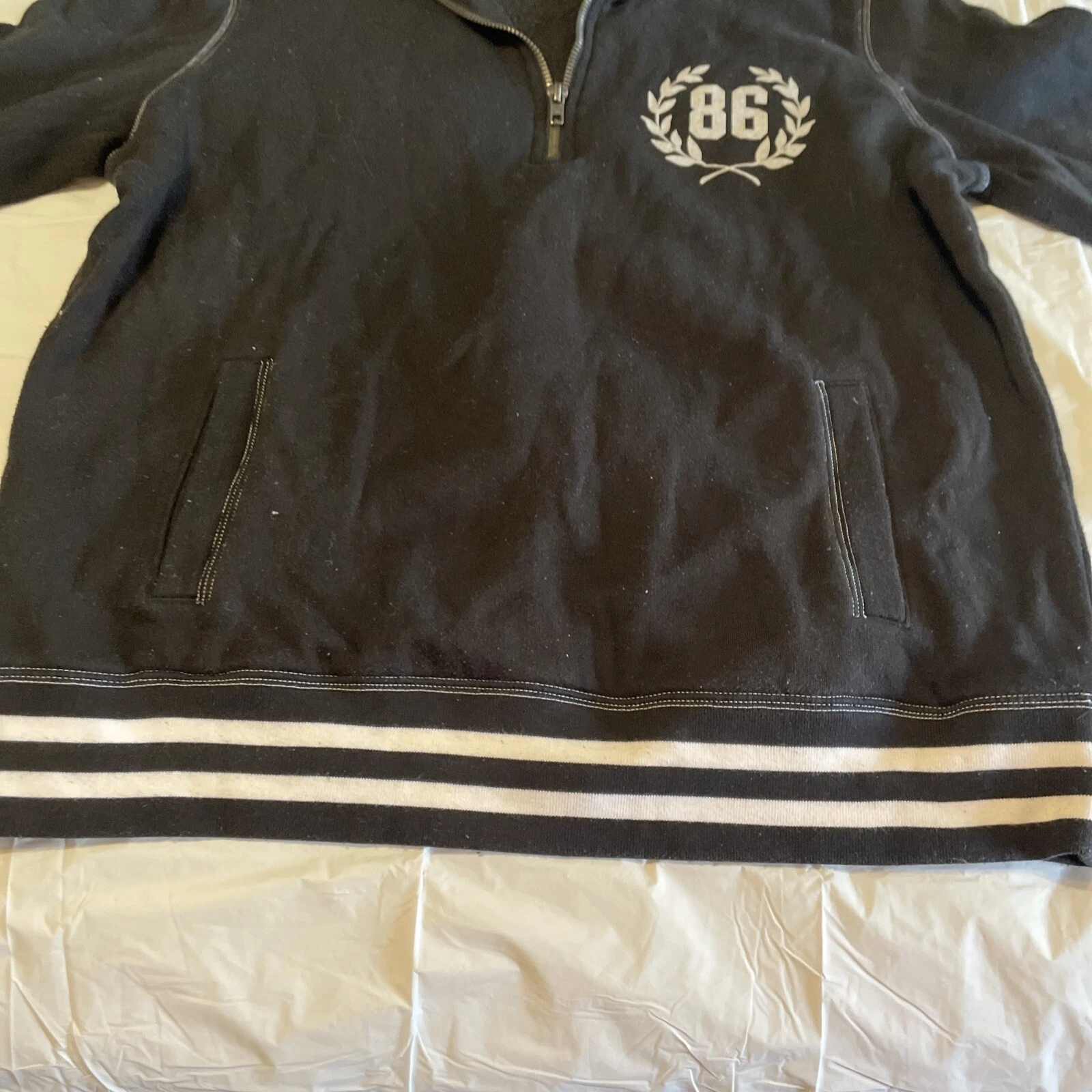 victoria-secret-vs vtg half zip pullover long sleeve white hoodie