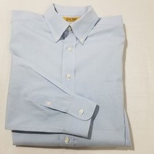 Roundtree  Yorke Gold Label Mens 16 33 Blue Non-Iron Pinpoint Dress Shirt EZ