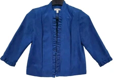 Dress Barn Women's Blazer Size M Blue Open Front Long Sleeve