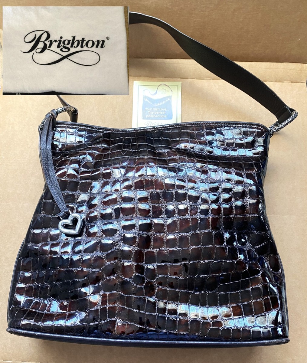 BRIGHTON Tote Brown Leather Patent Croc Cher Medium Shoulder  display picture 1