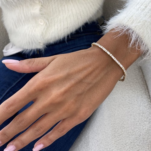 Baguette And Radiant Labcreated Diamond Bangle Bracelet 4.38ct E-F/VS1 - Picture 4 of 8