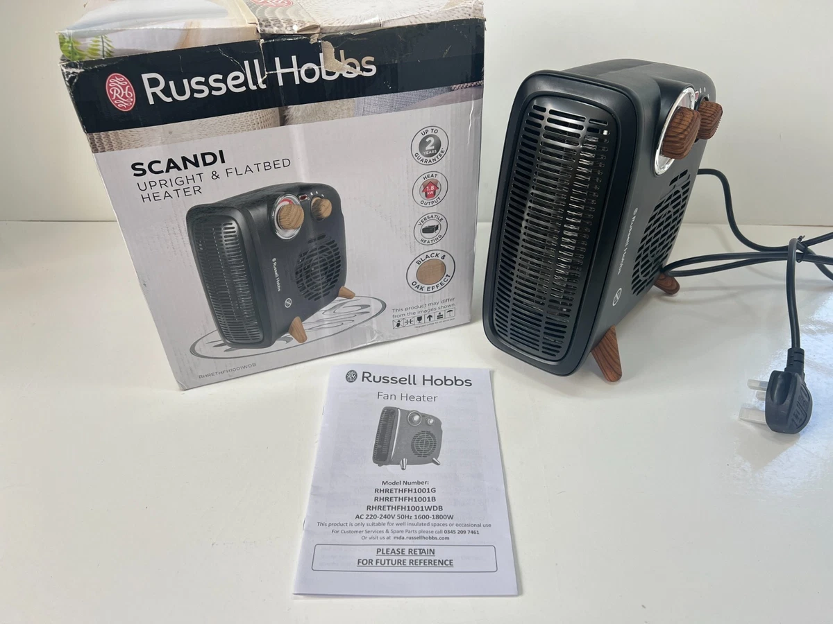 Russell Hobbs Electric Fan Heater Retro Horizontal Vertical 1.8KW Scandi  Wood | eBay