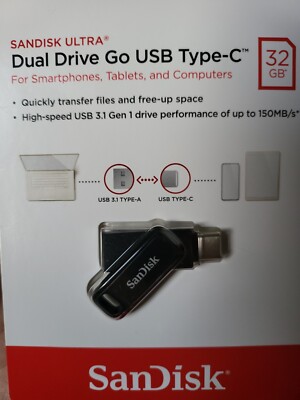 SanDisk 32GB Ultra Dual Drive Go USB Type-C OTG USB3.1 Phone / Tablet