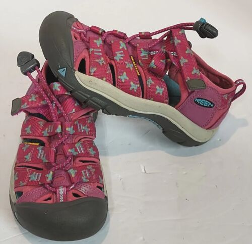Keen Newport Child Size 13 Pink Teal Butterfly Waterproof Hiking Outdoor Sandals - Afbeelding 1 van 9