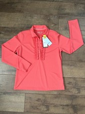 New Lady Hagan Hydro-dri Golf Polo Long Sleeve- Sz S - 30 Upf Block - Coral