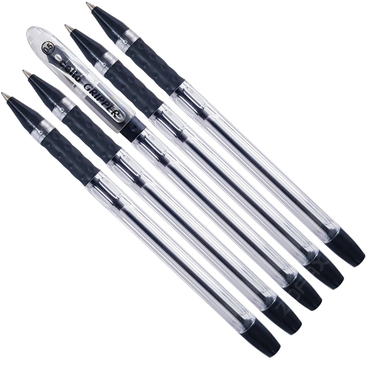 x BIC CELLO Gripper BLACK Ballpoint Pens Elasto Grip Smooth Writing