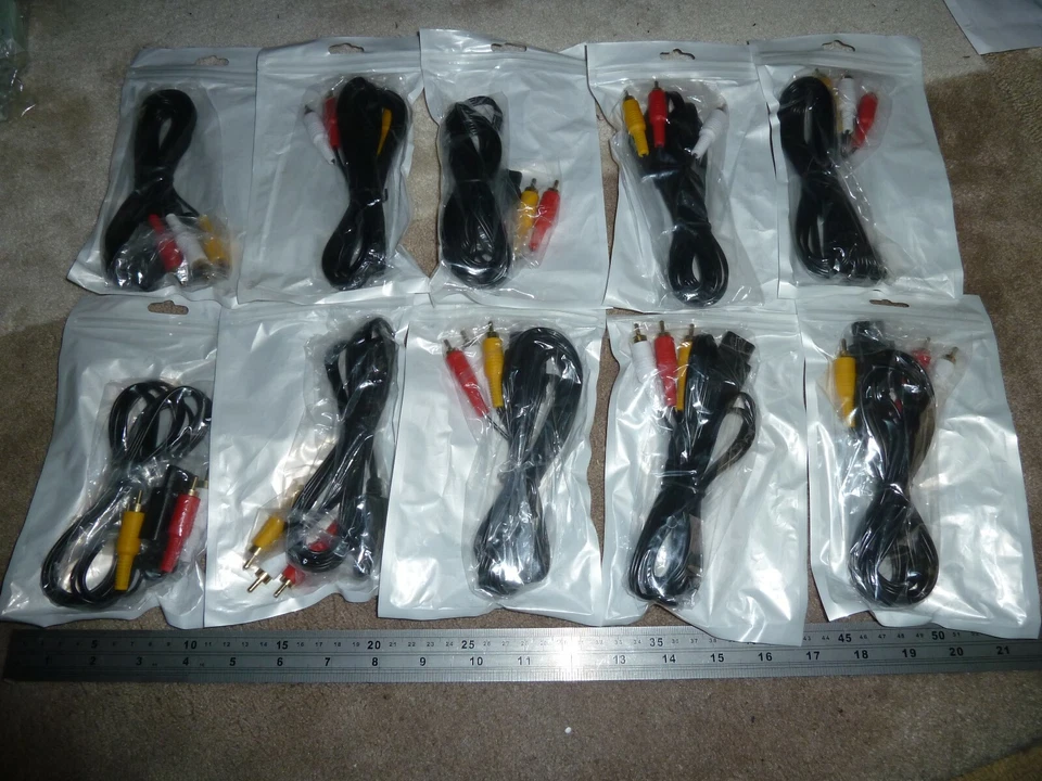 JOB LOT 10 x NINTENDO 64 GAMECUBE N64 SNES COMPOSITE AV TV CABLE LEAD BRAND NEW!