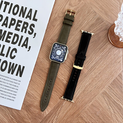 Black Leather Replacement Leather Iwatch Bands 38mm Suede Leather