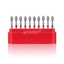 10pc Dental Diamond Burs Football Egg 379-023F Fine Red For High Speed Handpiece