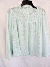 Vintage Shadowline Light Blue Polyester Knit Bed Jacket Size Large