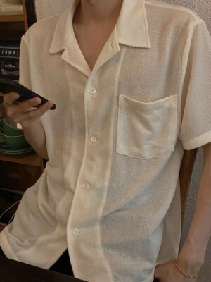 High-class Sherpa Texture Our Legacy Oversize Easy-care Short Shirt Blouse Men