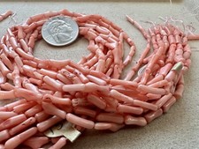 4 Strands Dyed Peach Branch Coral 9-11mm Tube Beads 16 Inch Jewelry Making Lot
