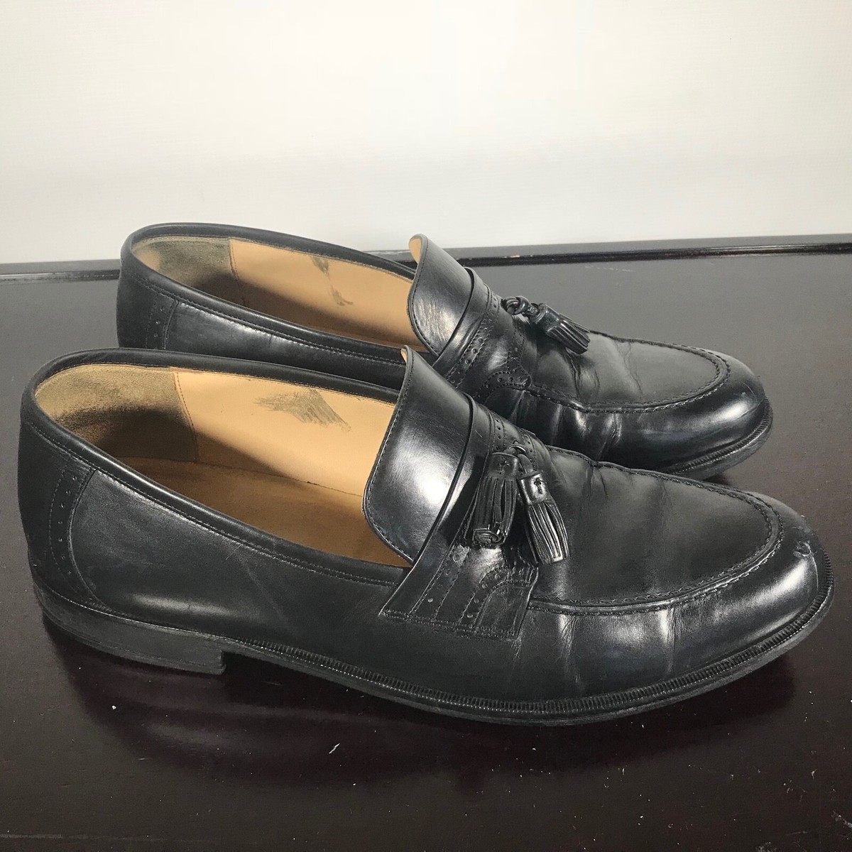 Johnston & Murphy Size 12 M Black Leather Tassel Slip On  display picture 1