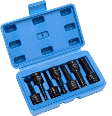 7pcs 3/8'' Drive Impact Torx Bit Socket Set T20 - T60 CR-MO 60mm Length