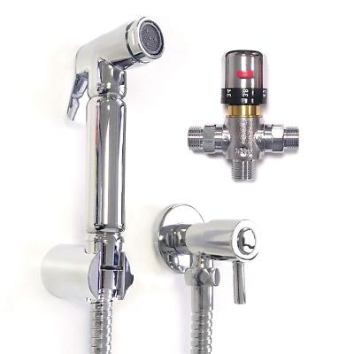 Chrom Bidet Thermostat Dusche Shattaf Duschbrause Set Messing Hygiene Muslim 