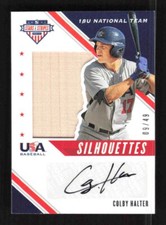 2020 Panini USA Stars & Stripes Colby Halter 18U Team Silhouettes Auto #'d /49