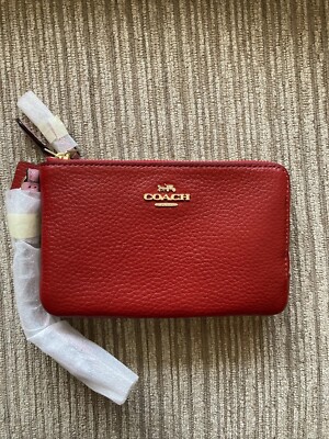 New Coach Color block Double Corner Zip Wristlet 1941 Red Multi