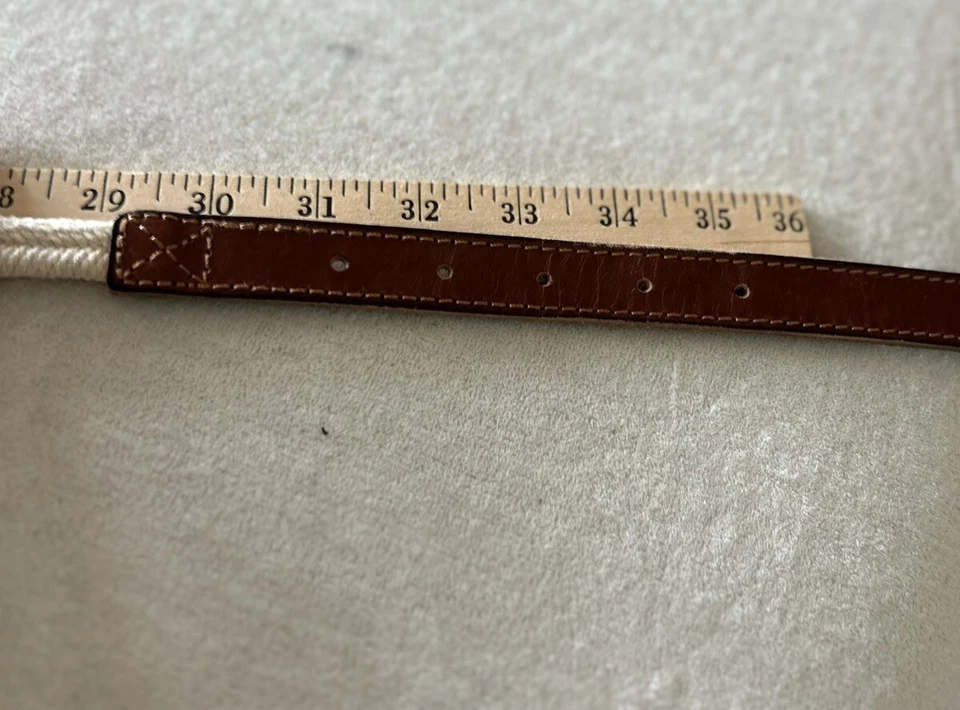 "Cinturón ajustado de cuero marrón y hilo de lona trenzada para damas Talbots talla M 31-35""" Foto 4 de 4