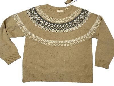 WEATHERPROOF  VINTAGE Fair Isle Pullover Sweater Nordic Knit M Tan Women s NWOT