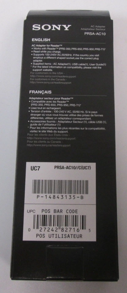 Cargador de pared adaptador de CA Sony Reader PRSAAC10 Foto 2 de 3