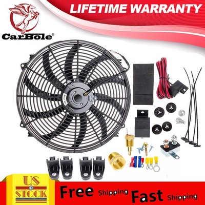 16'' Universal Slim Fan 3000FCM Push Pull Electric Radiator Cooling 12V Mount Kit
