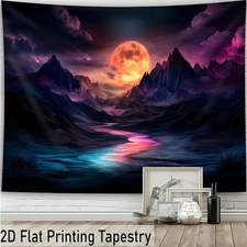 1pc Extra Large Stunning Moonlit Mountain Landscape Tapestry - Vibrant HD Print,