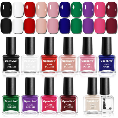 12 PCS Nail Polish Set with 10 Colour Combo, 2 PCS Base and Top Coat,Fast Drying