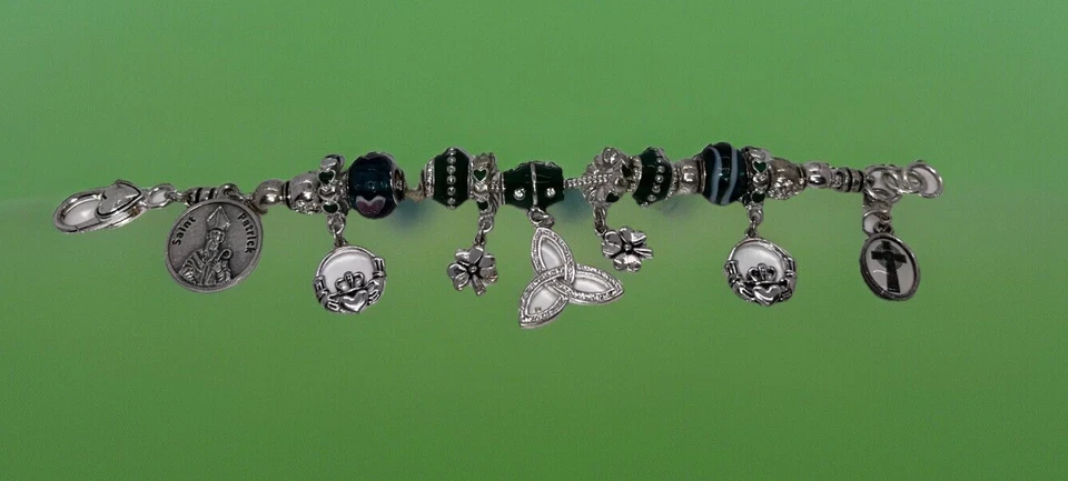 Pulsera Irish Ann Charm Peltre Cristal de Murano Irlanda Regalo San Patricio🍀 Foto 2 de 2