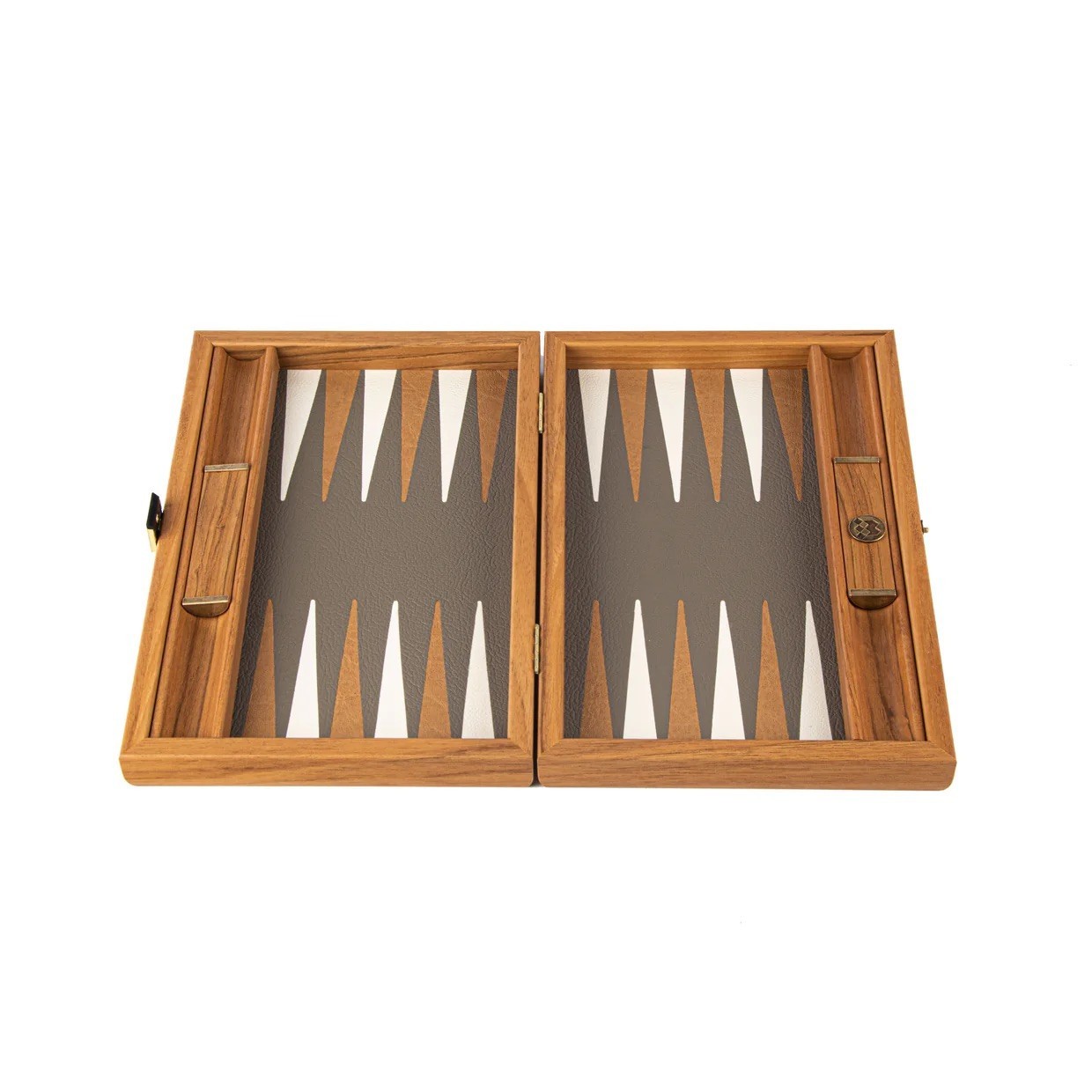 Manopoulos Ostrich Grey Leatherette Backgammon, Made in Greece, 30 x 20cm closed
