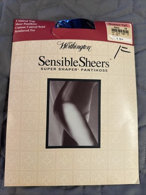 Worthington Sensible Sheers Control Top Super Shaper Pantihose Queen Tall Navy