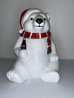 Vintage Coca Cola Bear Red/Green Scarf  Cookie Jar by Gibson 1996