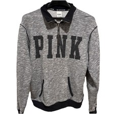 VS PINK LIMITED EDITION Half Zip Pullover Victoria s Secret Sz XS Dog Gray