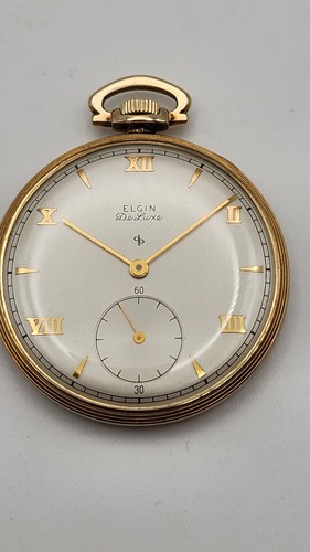 Taschenuhr Elgin DeLuxe Grade 542 10S 17 Jewels 10K Gold Filled Art Deco von 1947 - Bild 9 von 9