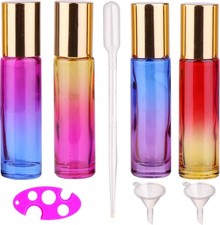 4 Pack 10ml Roller Bottles for Essential Oils,Gradient Color Glass Bottle Roll