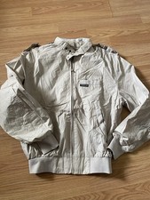 Vtg MEMBERS ONLY Full Zip Racer Jacket Iconic Bomber Size 38. Beige