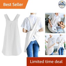 Cross Back Apron White Japanese Cotton Linen With Pockets For Cooking Baking