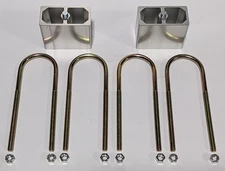 4" Drop Extruded Aluminum Rear Leaf Spring Lowering Block U-Bolts & Hardware Kit