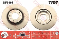 2Er Set Bremsscheiben TRW Automotive DF6698 Peugeot 16 427 613 80 16 478 674 80
