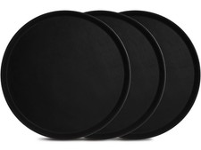 3 Pack 16 Inch Round Serving Tray, Plastic, Non-Skid, Bar, Drink, Cafeteria