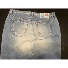 Paris Blues Originals Vintage Denim Maxi Skirt Size 11 Frayed Slit Blue Wash