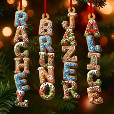 Personalized Kids Name Ornament, Gingerbread Alphabet Ornament, Custom Stocking