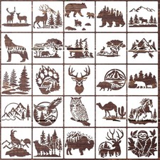 25 Pc Forest Animal Stencils Wood Burning Stencils Bear Deer Wolf Wildlife Mount