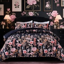 3Pcs Floral Comforter Set Size,Boho Bedding Comforter Sets Full Black-floral