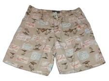 Old Navy Board Shorts Mens XL Beige Hawaiian Print Athletic Pockets Mesh Lined