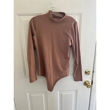 Abercrombie Fitch Soft AF Collection Mock Neck Long Sleeve Bodysuit Brown L